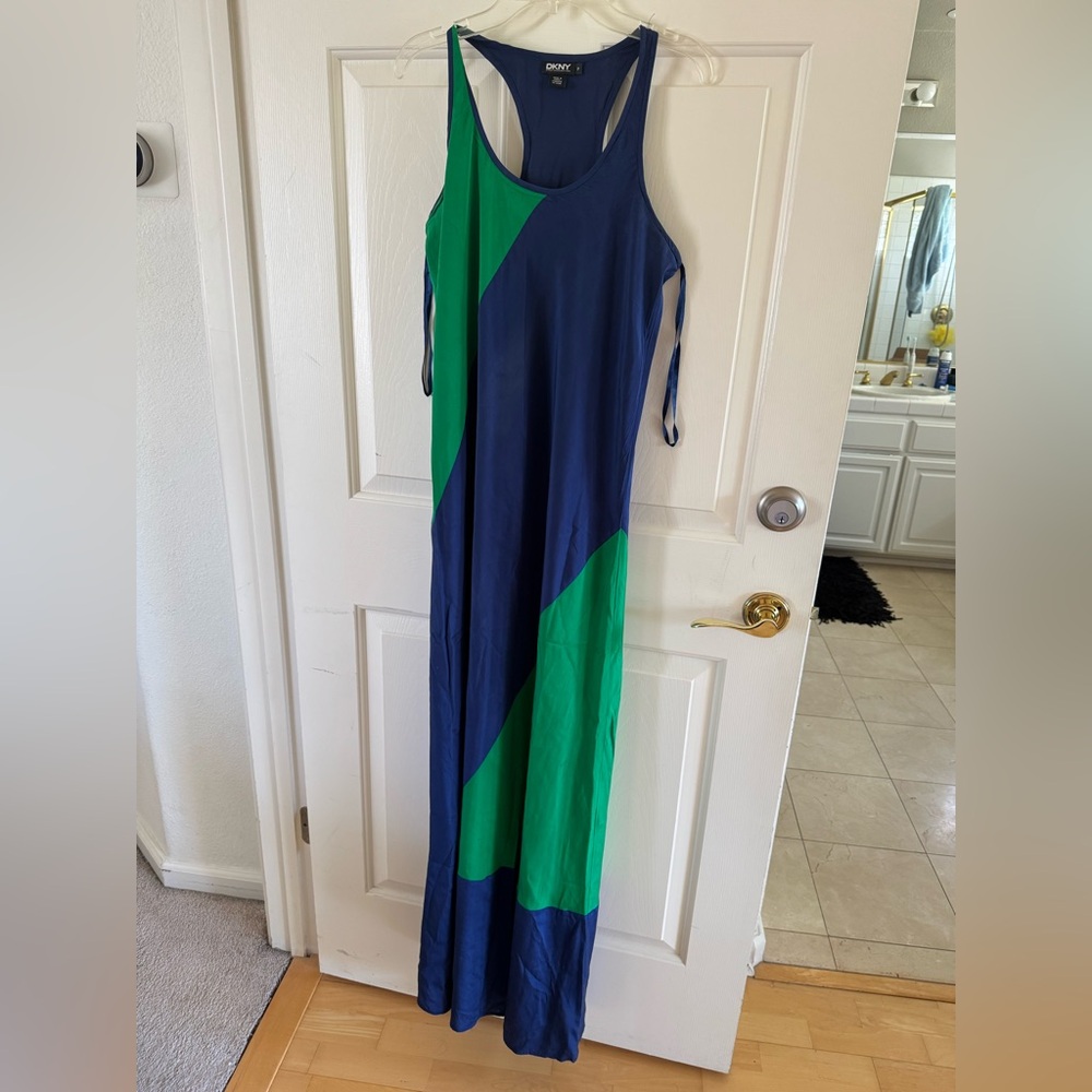 DKNY Green Silk Sleeveless Maxi Sundress
